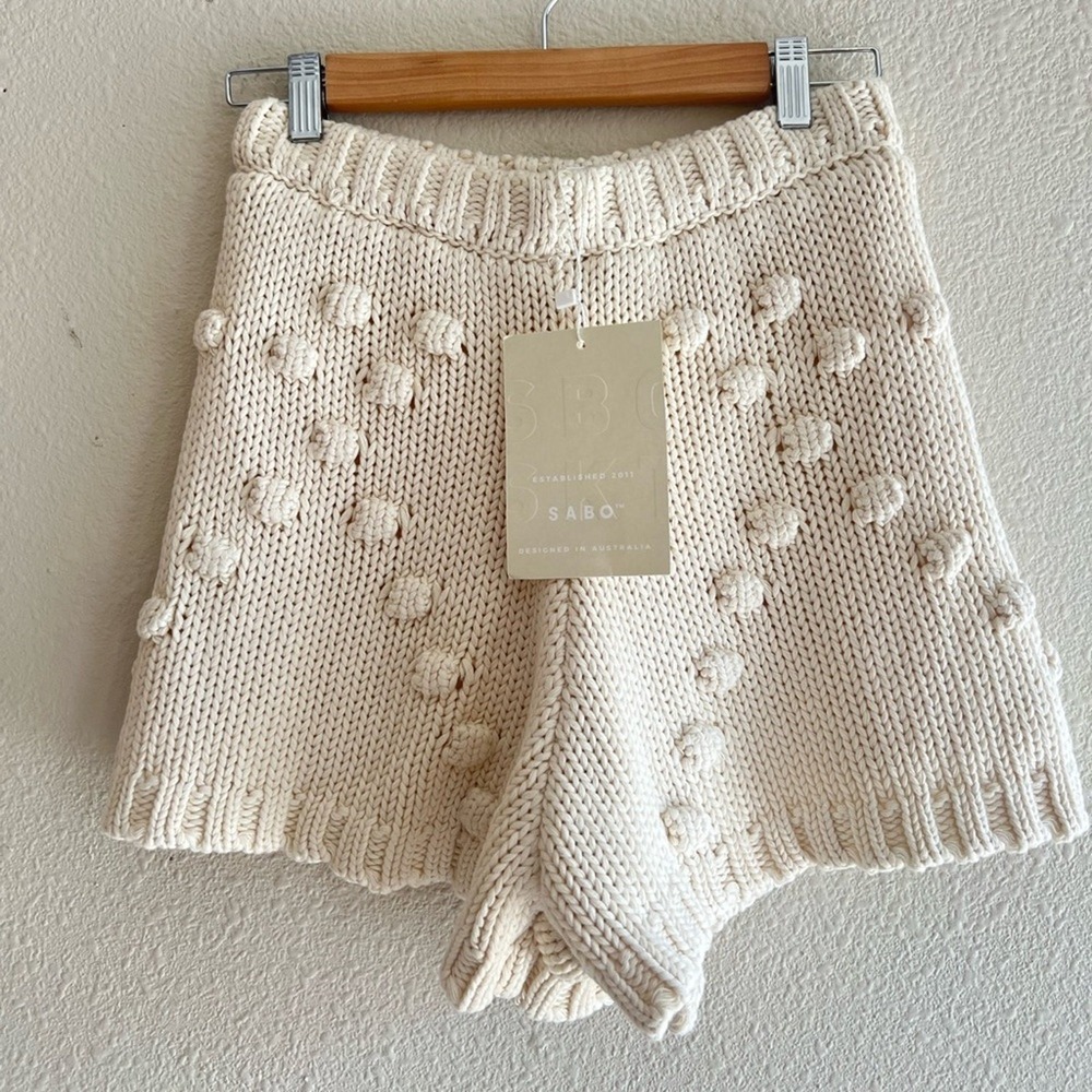 Sabo Nessa Knit Shorts Cream Color Size Small NWT Boho Chic Festival Feminine